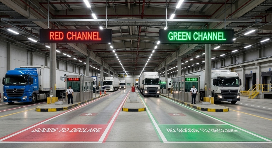 Красный и зеленый коридор на таможне